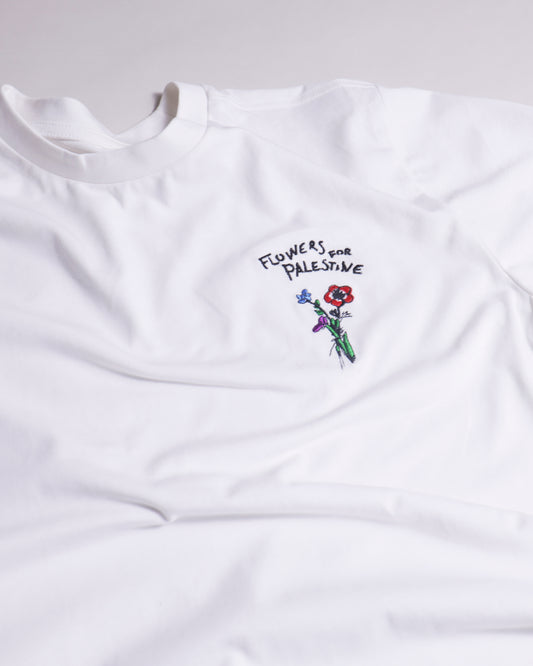 Flowers for Palestine Embroidery Tee