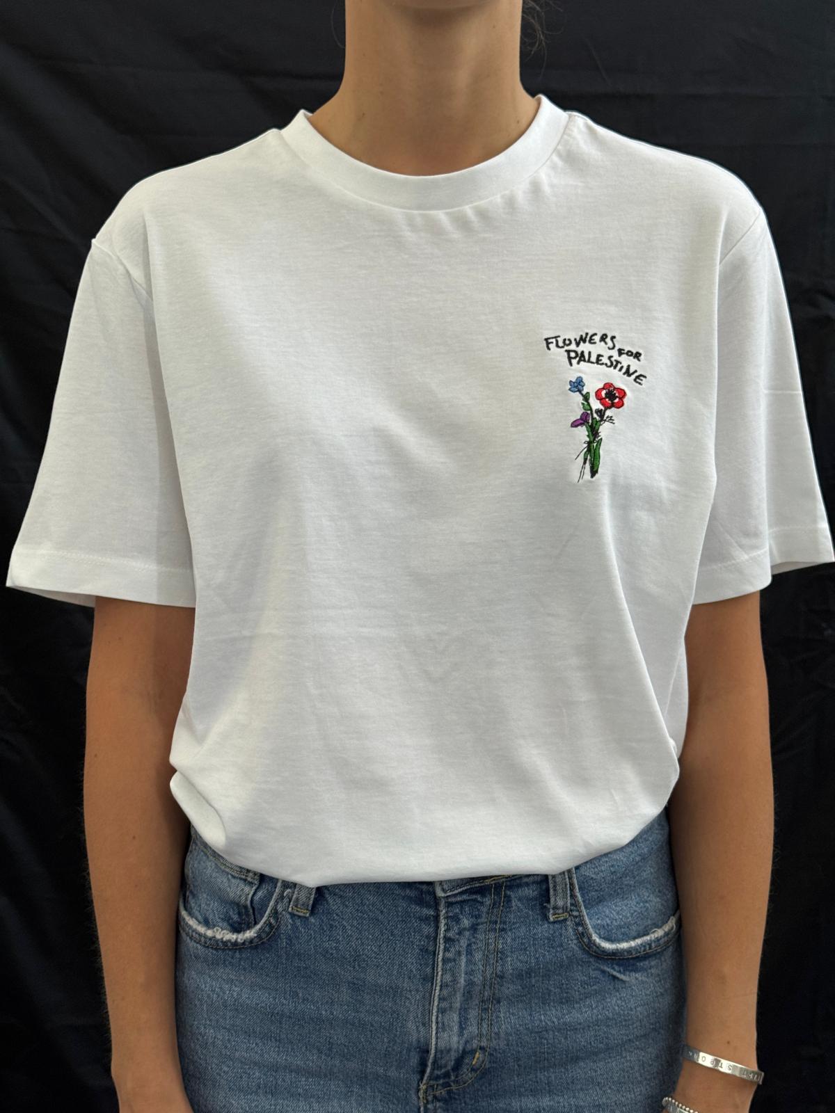 Flowers for Palestine Embroidery Tee